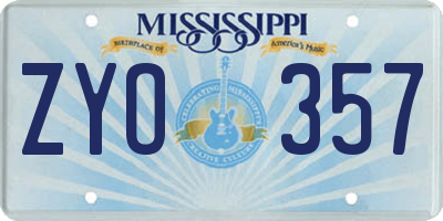 MS license plate ZYO357
