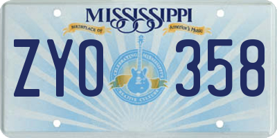 MS license plate ZYO358