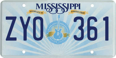 MS license plate ZYO361