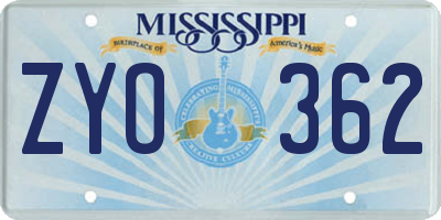 MS license plate ZYO362