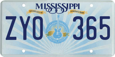 MS license plate ZYO365