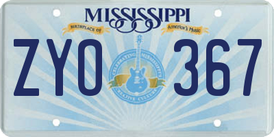 MS license plate ZYO367