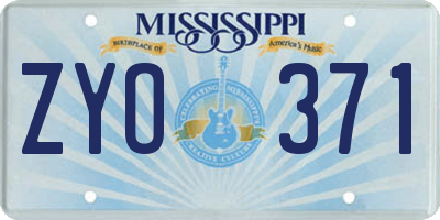 MS license plate ZYO371