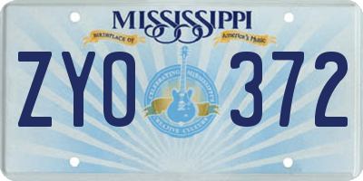 MS license plate ZYO372