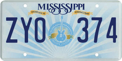 MS license plate ZYO374