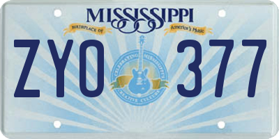 MS license plate ZYO377