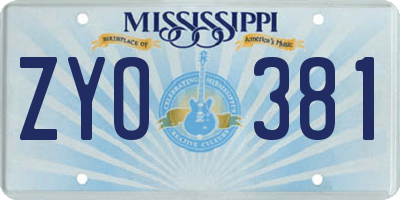 MS license plate ZYO381