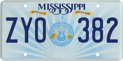 MS license plate ZYO382