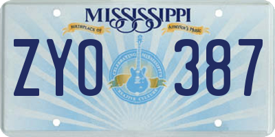 MS license plate ZYO387