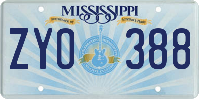 MS license plate ZYO388