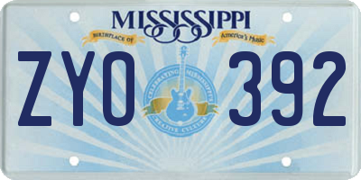 MS license plate ZYO392