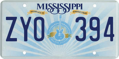 MS license plate ZYO394