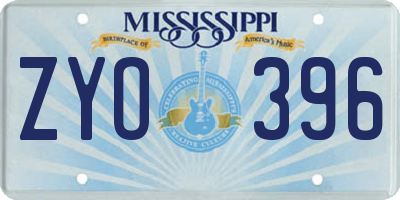 MS license plate ZYO396