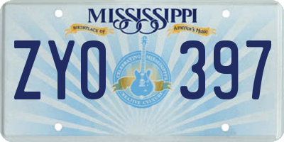 MS license plate ZYO397