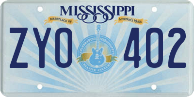 MS license plate ZYO402