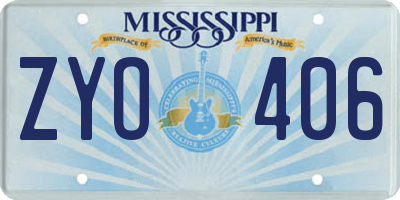 MS license plate ZYO406