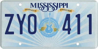 MS license plate ZYO411