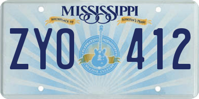 MS license plate ZYO412