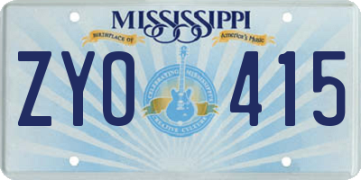 MS license plate ZYO415