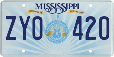 MS license plate ZYO420