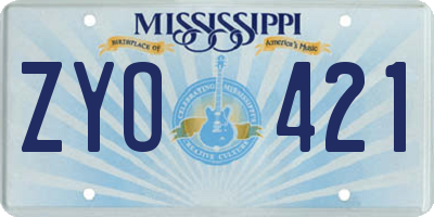 MS license plate ZYO421