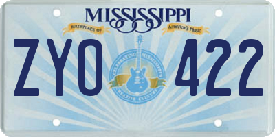 MS license plate ZYO422