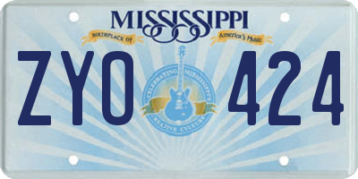 MS license plate ZYO424
