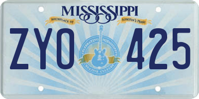 MS license plate ZYO425