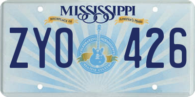 MS license plate ZYO426