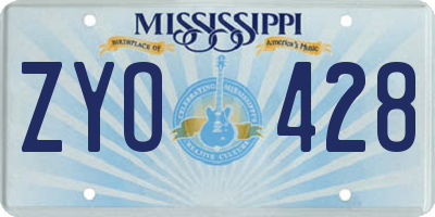 MS license plate ZYO428