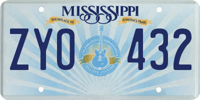 MS license plate ZYO432