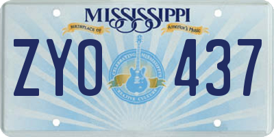 MS license plate ZYO437