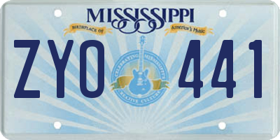 MS license plate ZYO441