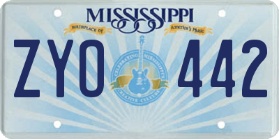 MS license plate ZYO442