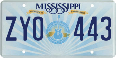 MS license plate ZYO443