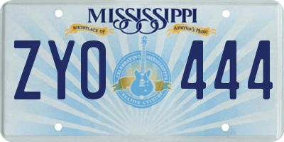 MS license plate ZYO444