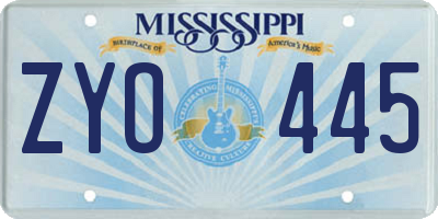 MS license plate ZYO445