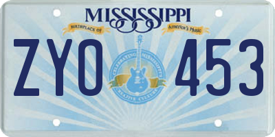 MS license plate ZYO453
