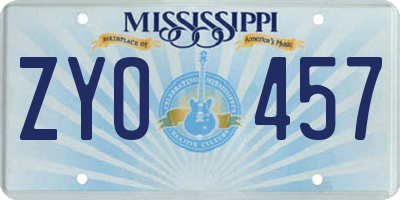 MS license plate ZYO457