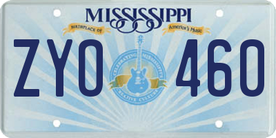 MS license plate ZYO460