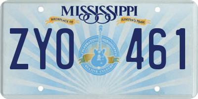 MS license plate ZYO461