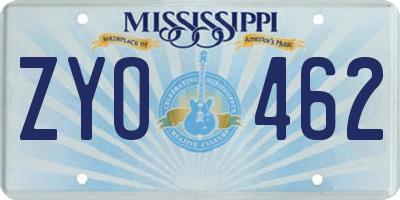 MS license plate ZYO462