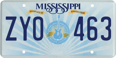 MS license plate ZYO463