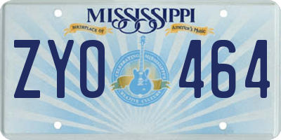MS license plate ZYO464
