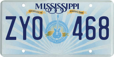 MS license plate ZYO468