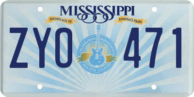 MS license plate ZYO471