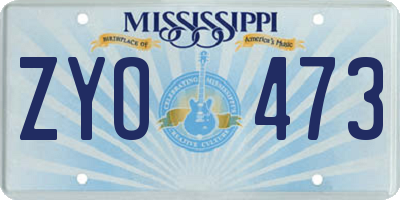 MS license plate ZYO473
