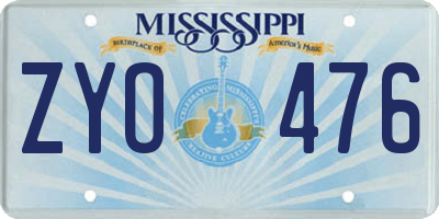 MS license plate ZYO476