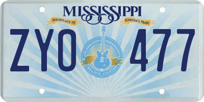 MS license plate ZYO477