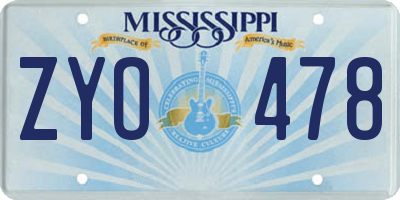 MS license plate ZYO478